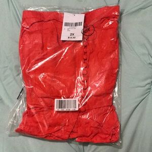 forever 21 red woven shirt crop top